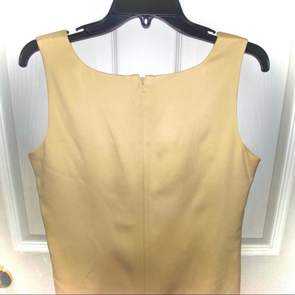 100% SILK | ANN TAYLOR LOFT VINTAGE | Yellow Sleeveless Square Neck Sheath dress - Picture 5 of 9